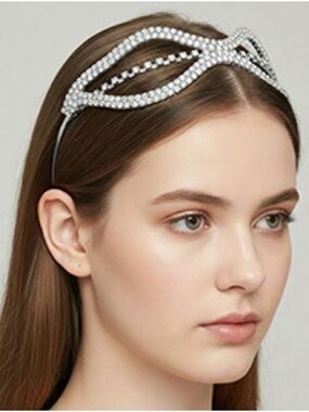 Crystal Embellished Silver Headband - Women Accessories